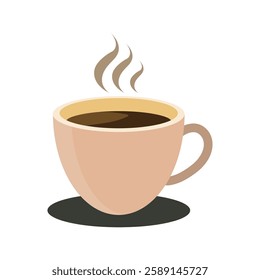 Coffee or tea cup with steam vector illustration. Perfect for cafe, coffee shop, restaurant logo, banner design, or social media.