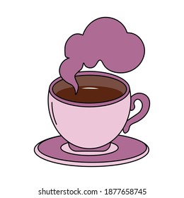 Coffee y taza de té color vectorial icono completo, ilustración de boceto de taza de té