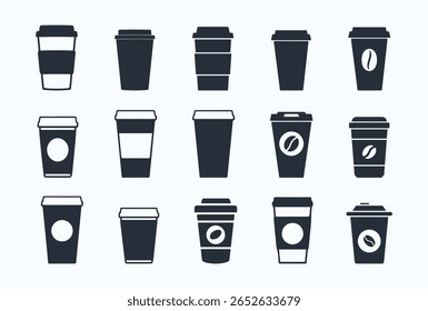 Coffee and tea cup vector icon set, Coffee cup, tea cup, coffee mug,  tea mug vector, beverage, tea, coffee, cup