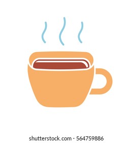 Coffee or tea cup vector icon isolated.