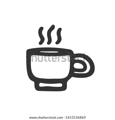 Coffee or tea Cup Vector Icon. Hand draw style. Coffeeshop, cafe symbol for templates, menu, web design and infographics. Vector isolated illustration.