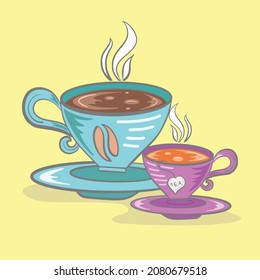 Ilustración del vector de la copa de café y té