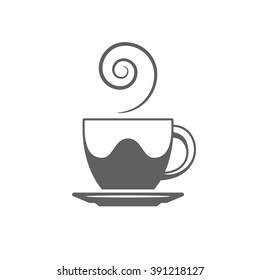 Coffee or Tea Cup Vector Illustration. Coffee Cup Silhouette Isolated On White Background. Vector object for Labels, Badges, Logos Design. Coffee Logo, Tea Logo, Coffee Cup Silhouette, Retro Logo.