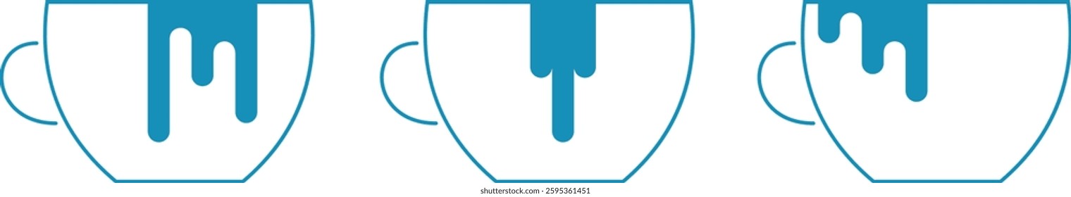 Coffee and tea cups with drips. Simple icons