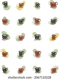 Café y tazas de té, ilustración, vector, sobre fondo blanco.