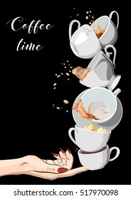 Coffee and Tea cups set. Illustration eps10