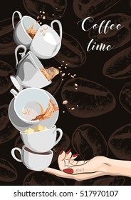Coffee and Tea cups set. Illustration eps10