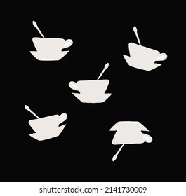 Coffee or tea cups with spoons