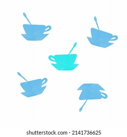 Coffee or tea cups with spoons