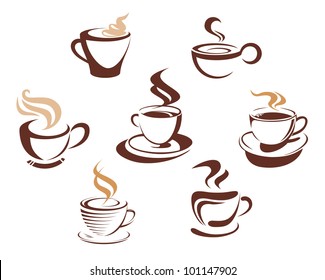 Coffee and tea cups symbols for fast food or restaurant design. Jpeg version also available in gallery