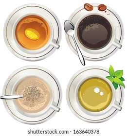Coffee and tea cups. Vector illustration.
