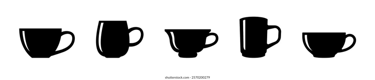 Coffee and Tea Cups Vector Silhouette Collection