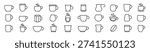 Coffee, tea and drink cup outline icons set featuring coffee cup, espresso, coffee, mug symbols for web and mobile interfaces.