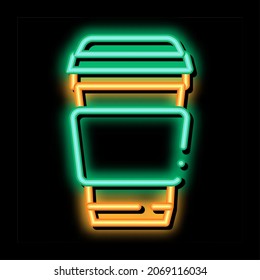 Coffee Tea Drink Cup Package Packaging neon light sign vector. Glowing bright icon transparent symbol illustration