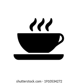 Coffee or tea drink line icon all black. Hot cup sign. Fresh beverage outline isolated on white background symbol. Pictogram can be used for web or app logo. Illustration high quality. Vector EPS 10