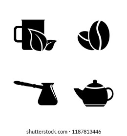 Coffee, Tea Drink. Simple Related Vector Icons Set for Video, Mobile Apps, Web Sites, Print Projects and Your Design. Coffee, Tea Drink icon Black Flat Illustration on White Background.