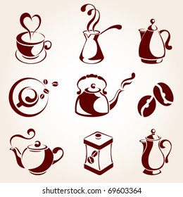 coffee and tea elements set