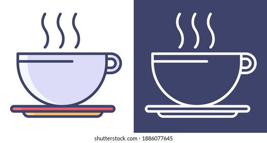 Coffee or Tea Filled Line and Outline for your website design, icon, logo, app. Vector Premium EPS10