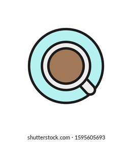 Coffee, tea flat color line icon. Isolated on white background