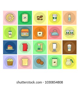 Coffee and tea flat icons