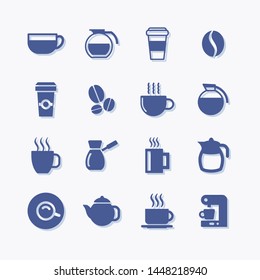 Coffee and tea flat vector pictogram icons.