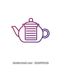 Coffee and tea glass kettler outline icon. Teapot, brewer. Coffee shop professional tool. Purple gradient symbol. Isolated vector stock illustration