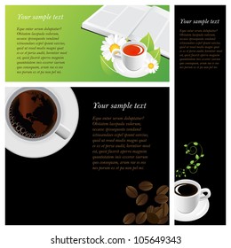 Coffee & tea graphic design elements for cards & background (Part 1)