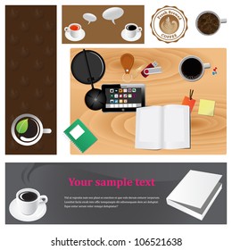 Coffee & tea graphic design elements for cards & background (Part 2)