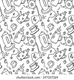 Coffee and Tea Hand Drawn Seamless