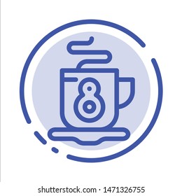 Coffee, Tea, Hot Blue Dotted Line Line Icon. Vector Icon Template background