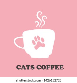 Coffee Tea Hot Cat Logo Design