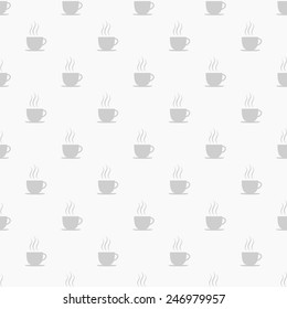 Coffee, tea or hot chocolate cup. Seamless pattern background, vector illustration.