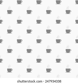 Coffee, tea or hot chocolate cup. Seamless pattern background, vector illustration.