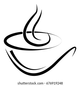 Coffee, tea or hot infusion of herbs, symbol and icon