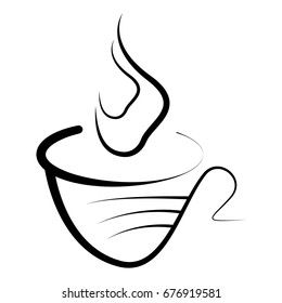 Coffee, tea or hot infusion of herbs, symbol and icon