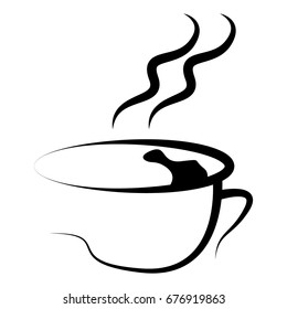 Coffee, tea or hot infusion of herbs, symbol and icon
