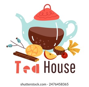 Coffee tea house logo isolated concept. Vector graphic design illustration
