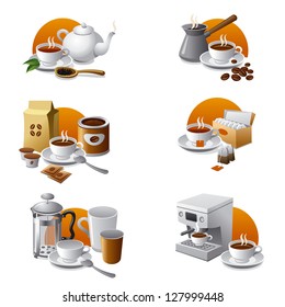 coffee and tea icon set