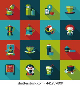 Coffee and tea icon set
