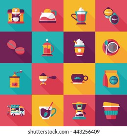 Coffee and tea icon set
