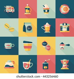 Coffee and tea icon set