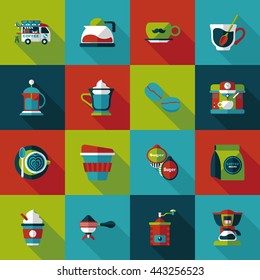 Coffee and tea icon set