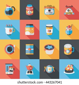 Coffee and tea icon set