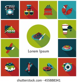 Coffee and tea icon set