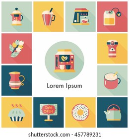 Coffee and tea icon set