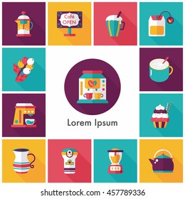 Coffee and tea icon set