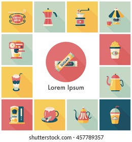 Coffee and tea icon set