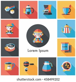 Coffee and tea icon set