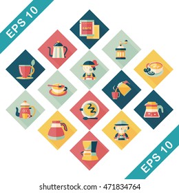 Coffee and tea icon set