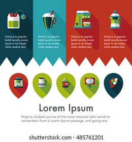 Coffee and tea icon set